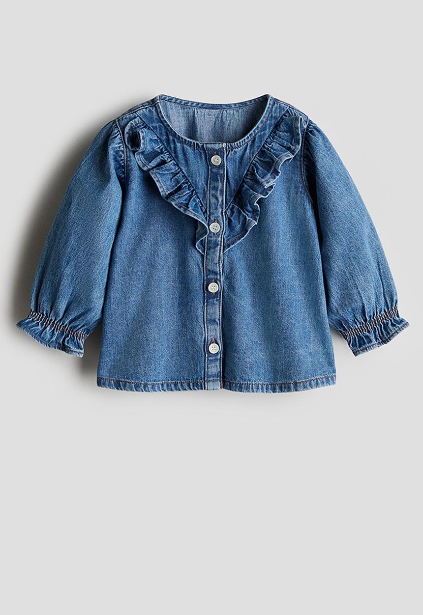 H&M - Flounced denim blouse - denim blue