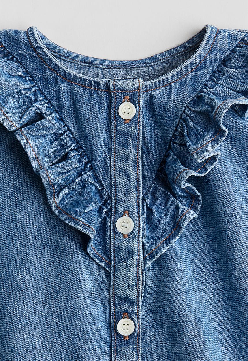 H&M - Flounced denim blouse - denim blue