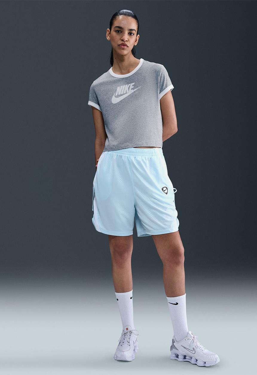 Nike - W nsw short sleeve ringer tee vntg run - dk grey heather/white