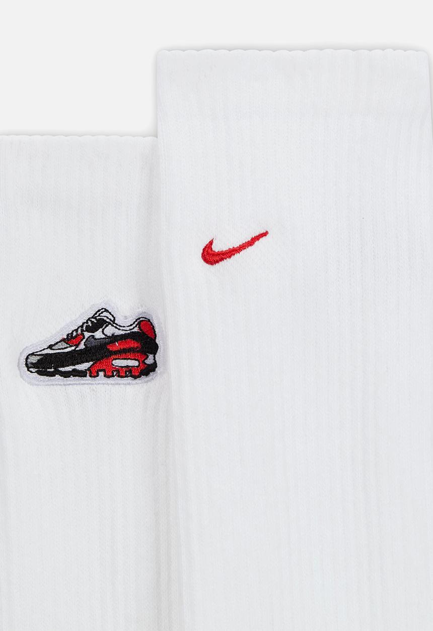 Nike - Nike Air Max 90 Everyday Plus Cushioned Crew - White/Bright Crim
