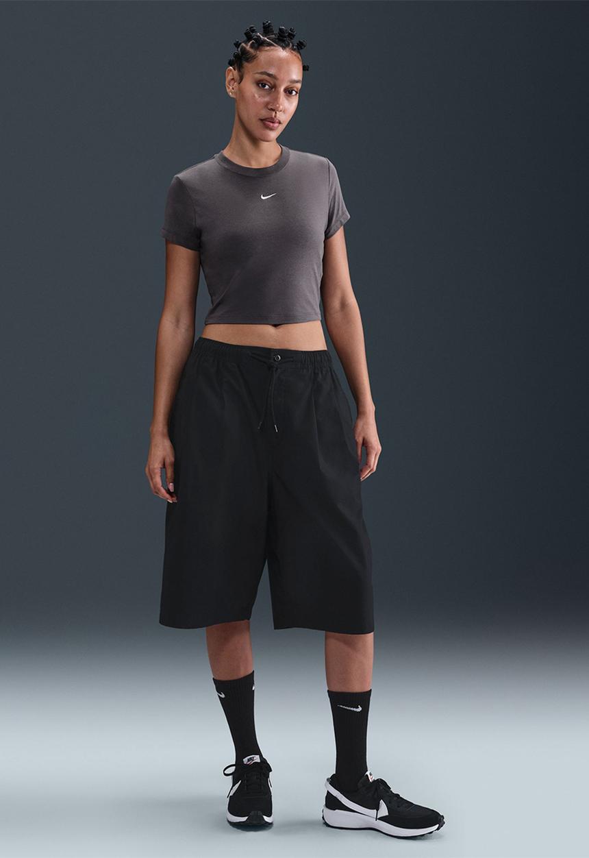 Nike - Nike womens  chill knits cropped tee - thunder grey/sail