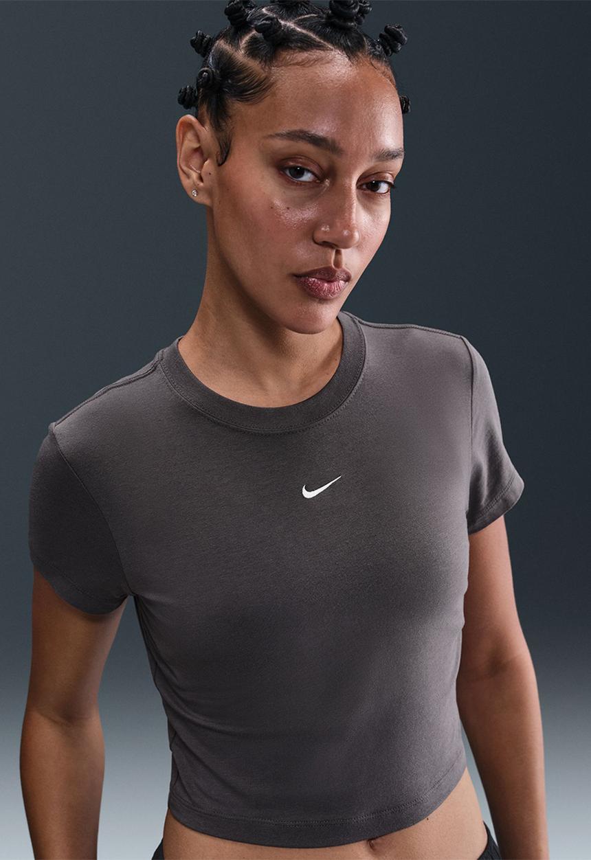 Nike - Nike womens  chill knits cropped tee - thunder grey/sail