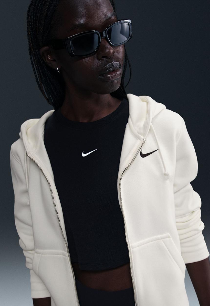 Nike - Nike Womens Phoenix Fleece Hoody- Sail/Black