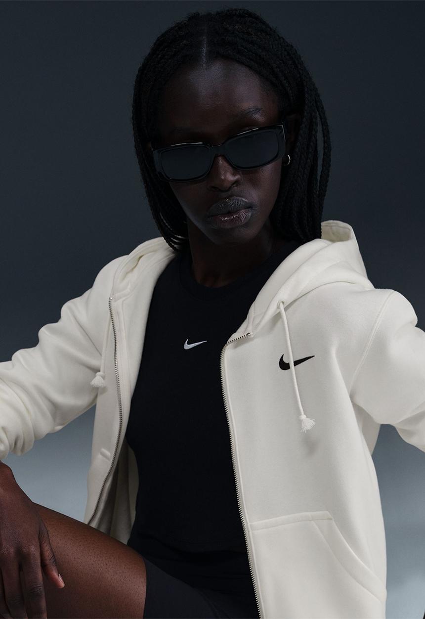 Nike - Nike Womens Phoenix Fleece Hoody- Sail/Black