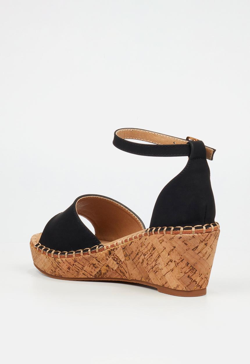 Miss Black - Jayda 5 cork wedge - black