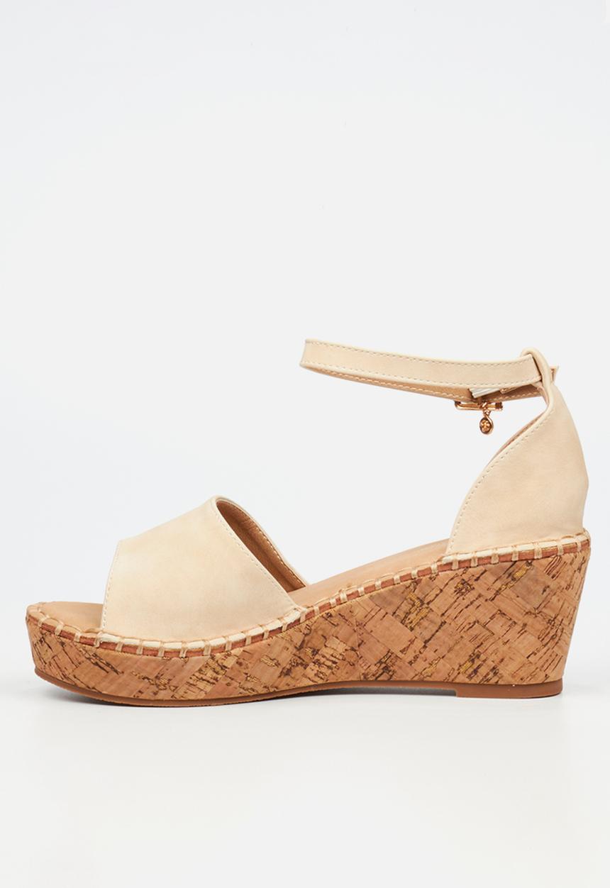 Miss Black - Jayda 5 cork wedge - bone