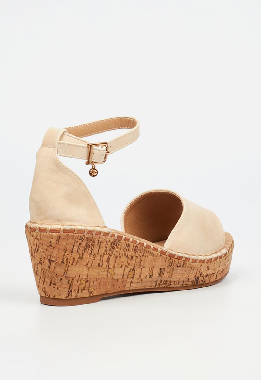Miss Black - Jayda 5 cork wedge - bone