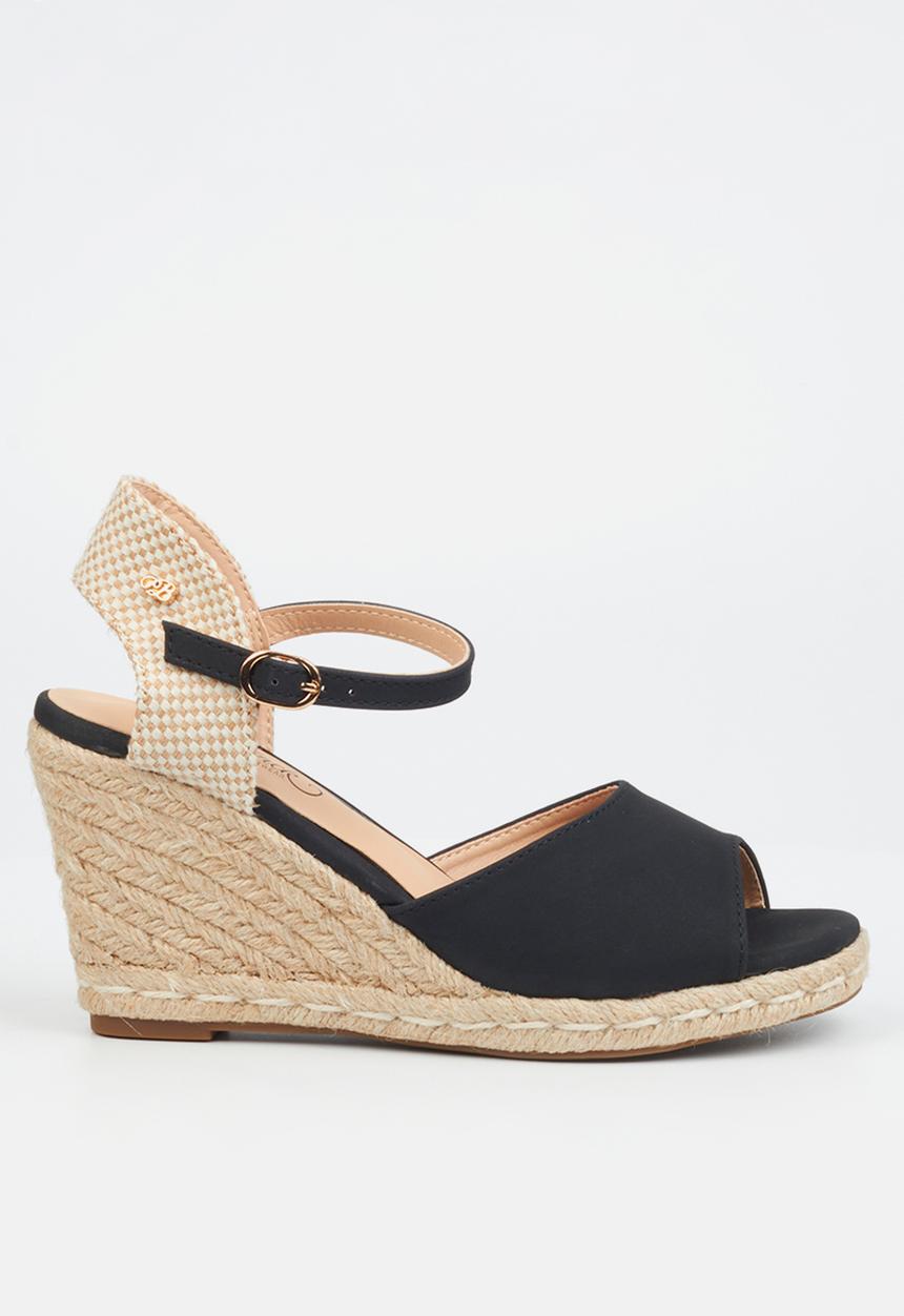 Jojo 2 peep-toe rope wedge - black