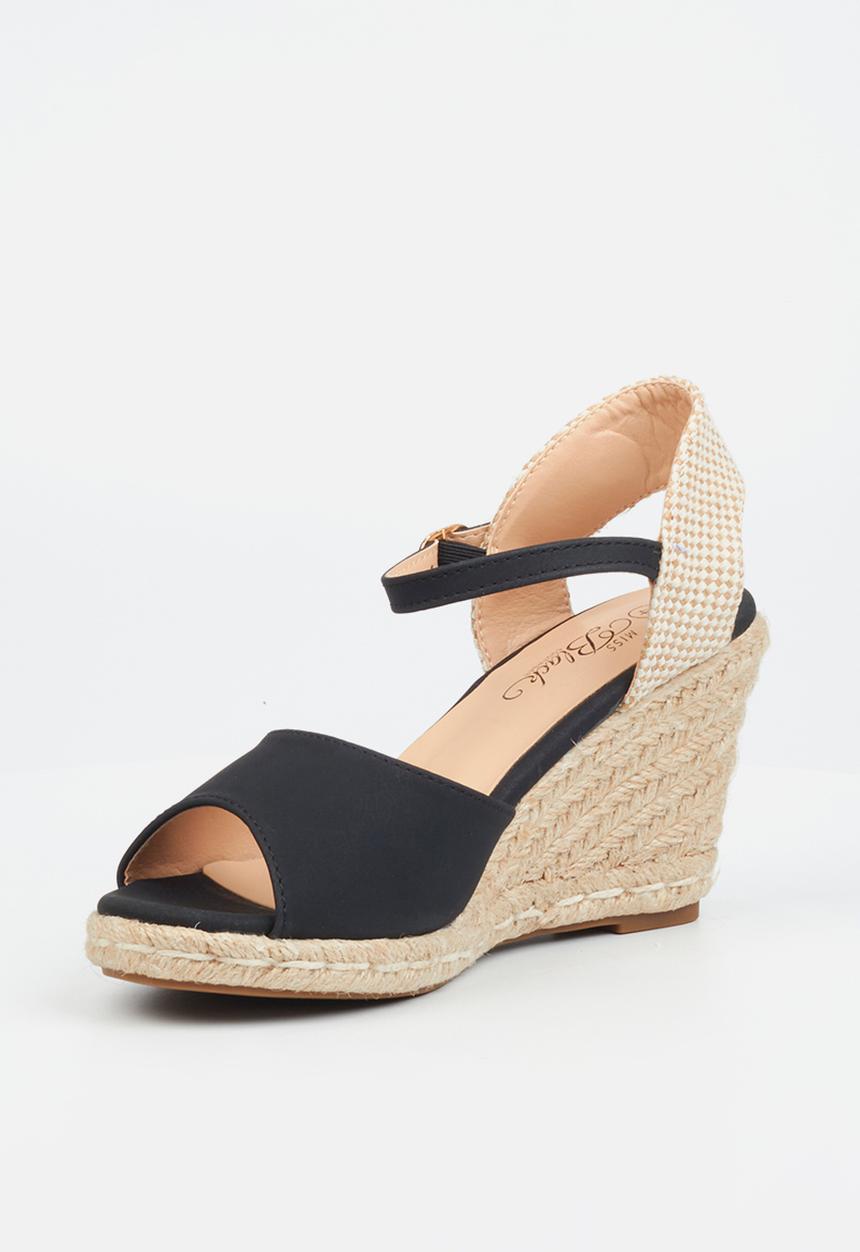 Miss Black - Jojo 2 peep-toe rope wedge - black