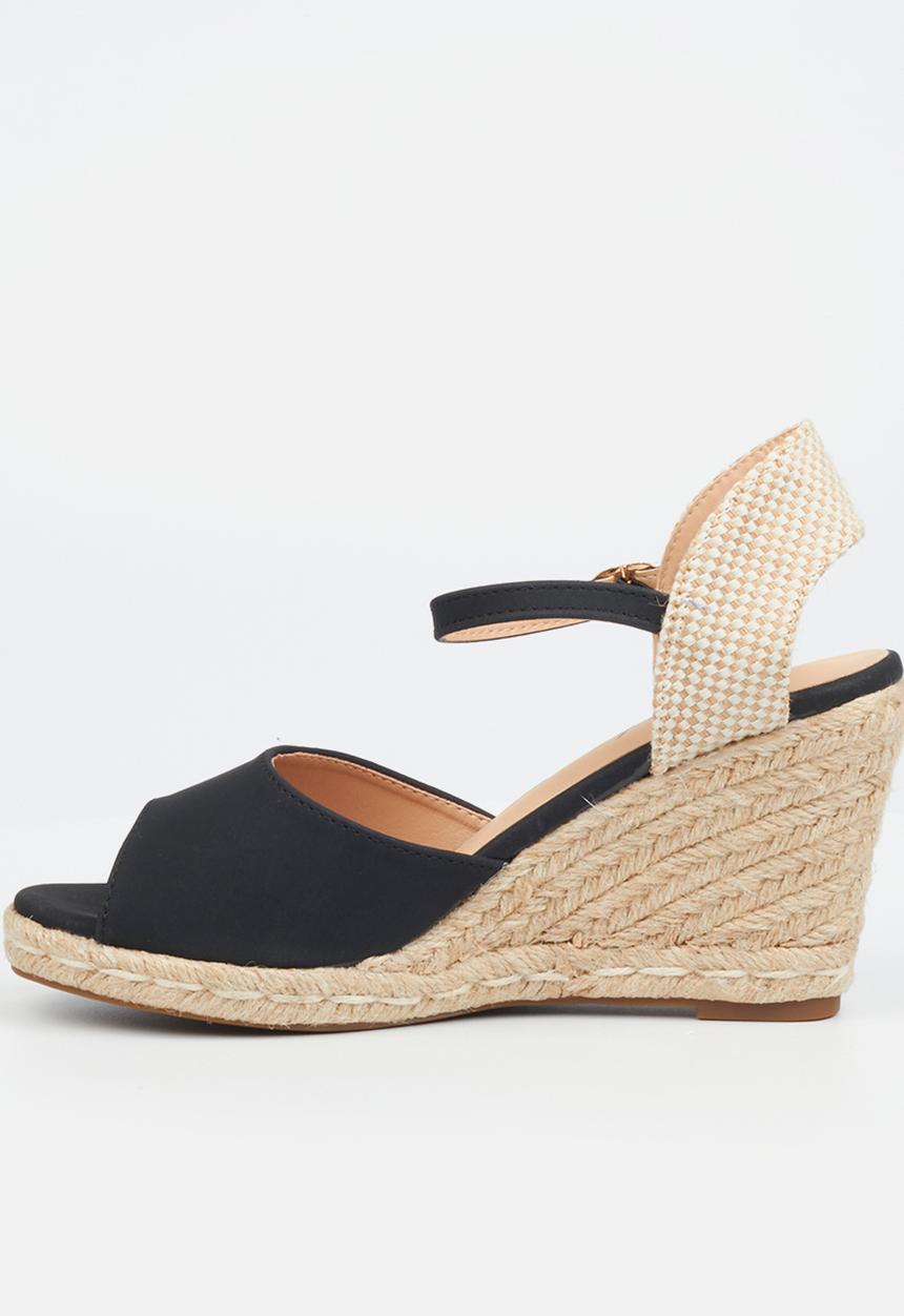 Miss Black - Jojo 2 peep-toe rope wedge - black
