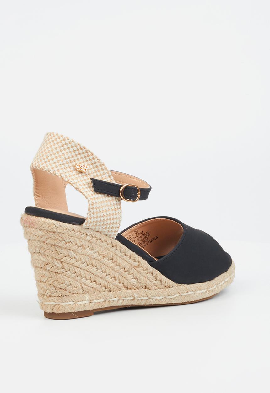 Miss Black - Jojo 2 peep-toe rope wedge - black