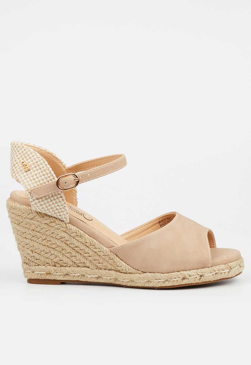 Miss Black - Jojo 2 peep-toe rope wedge - neutral
