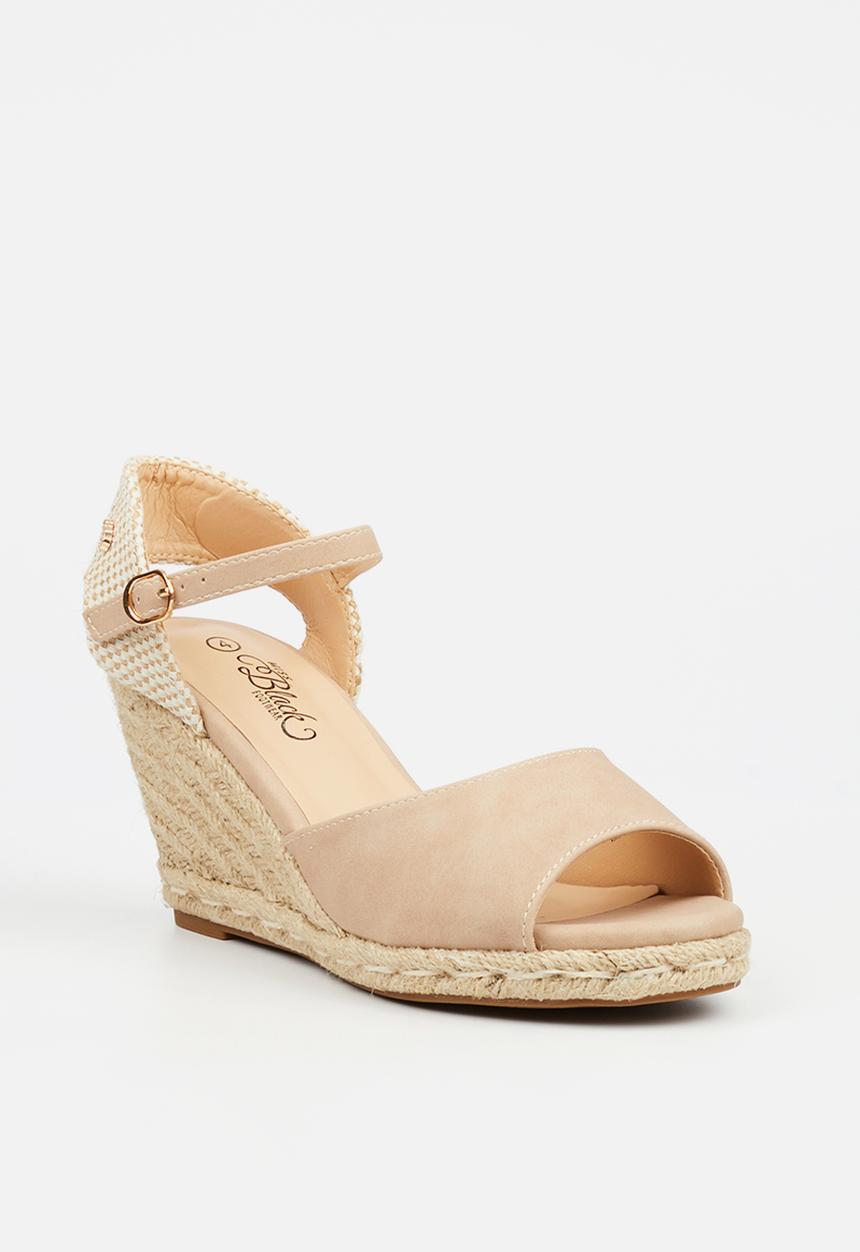 Miss Black - Jojo 2 peep-toe rope wedge - neutral