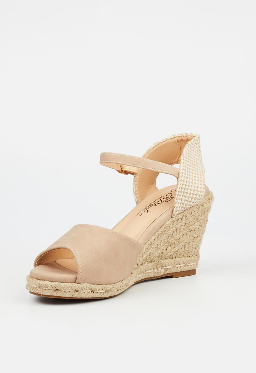 Miss Black - Jojo 2 peep-toe rope wedge - neutral