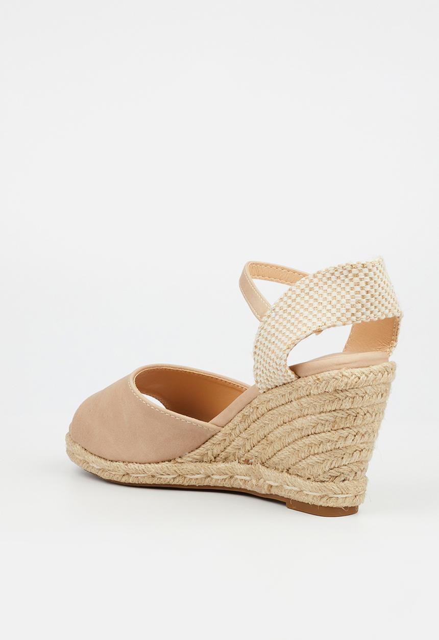 Miss Black - Jojo 2 peep-toe rope wedge - neutral