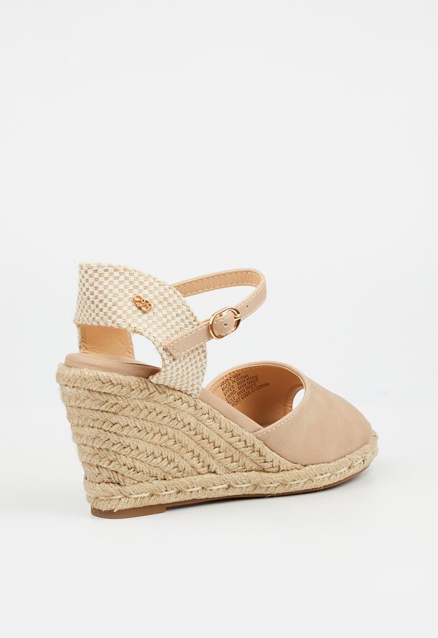 Miss Black - Jojo 2 peep-toe rope wedge - neutral