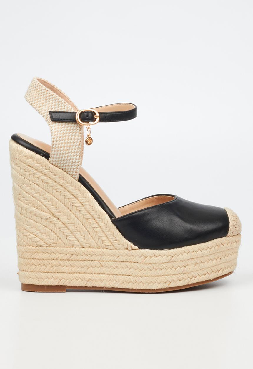 Miss Black - Moniker 9 platform rope wedge - black
