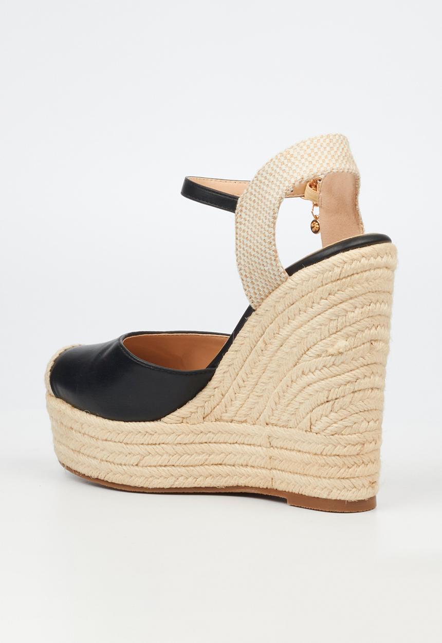 Miss Black - Moniker 9 platform rope wedge - black