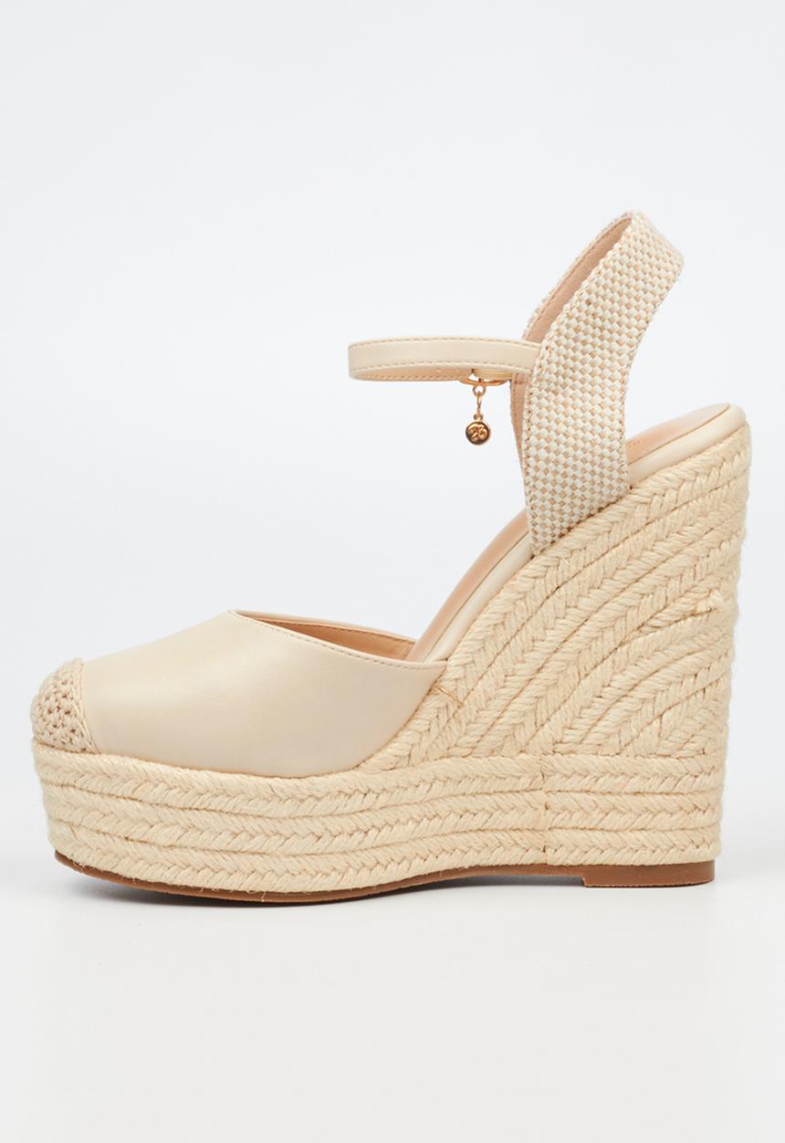 Miss Black - Moniker 9 platform rope wedge - bone