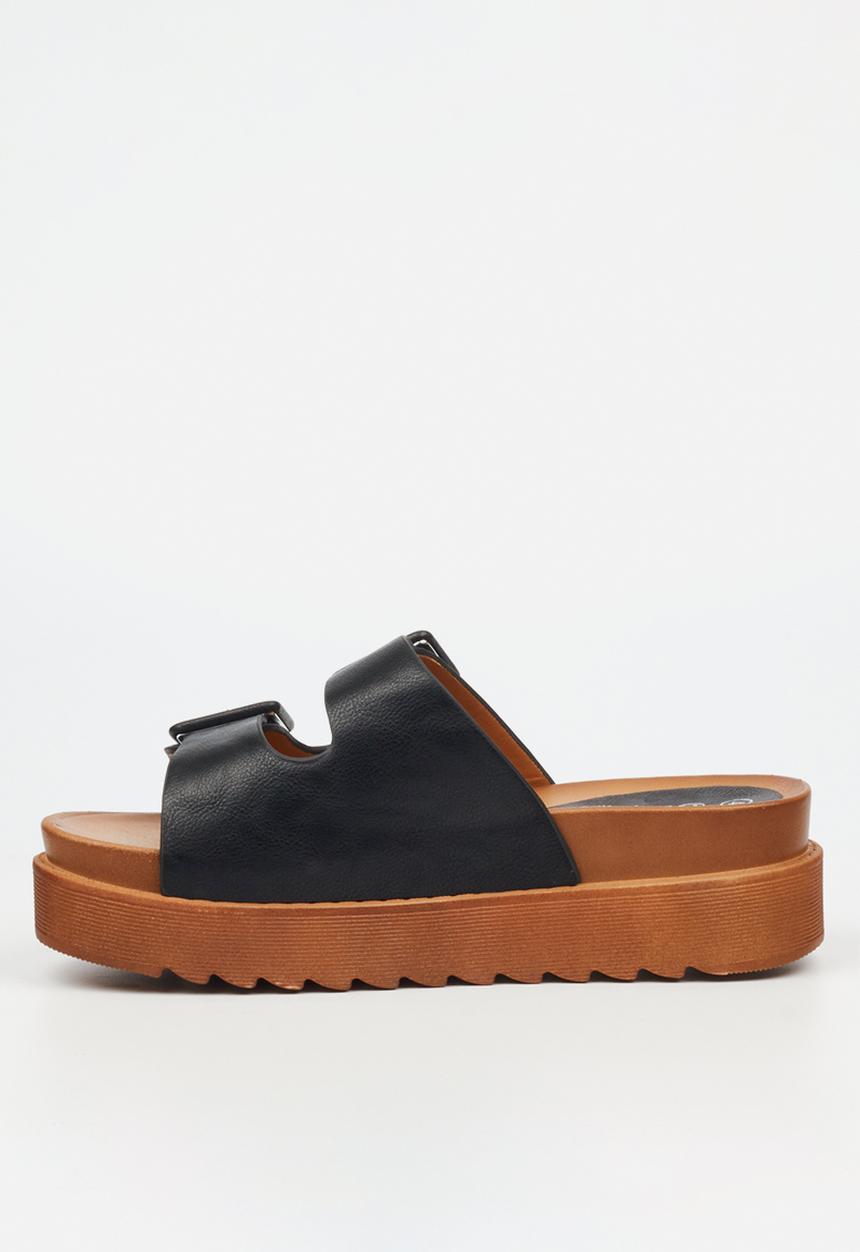 Butterfly Feet - Patos 3 two strap slide - black