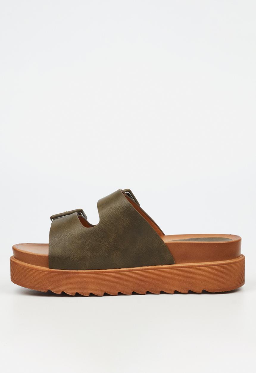 Butterfly Feet - Patos 3 two strap slide - olive