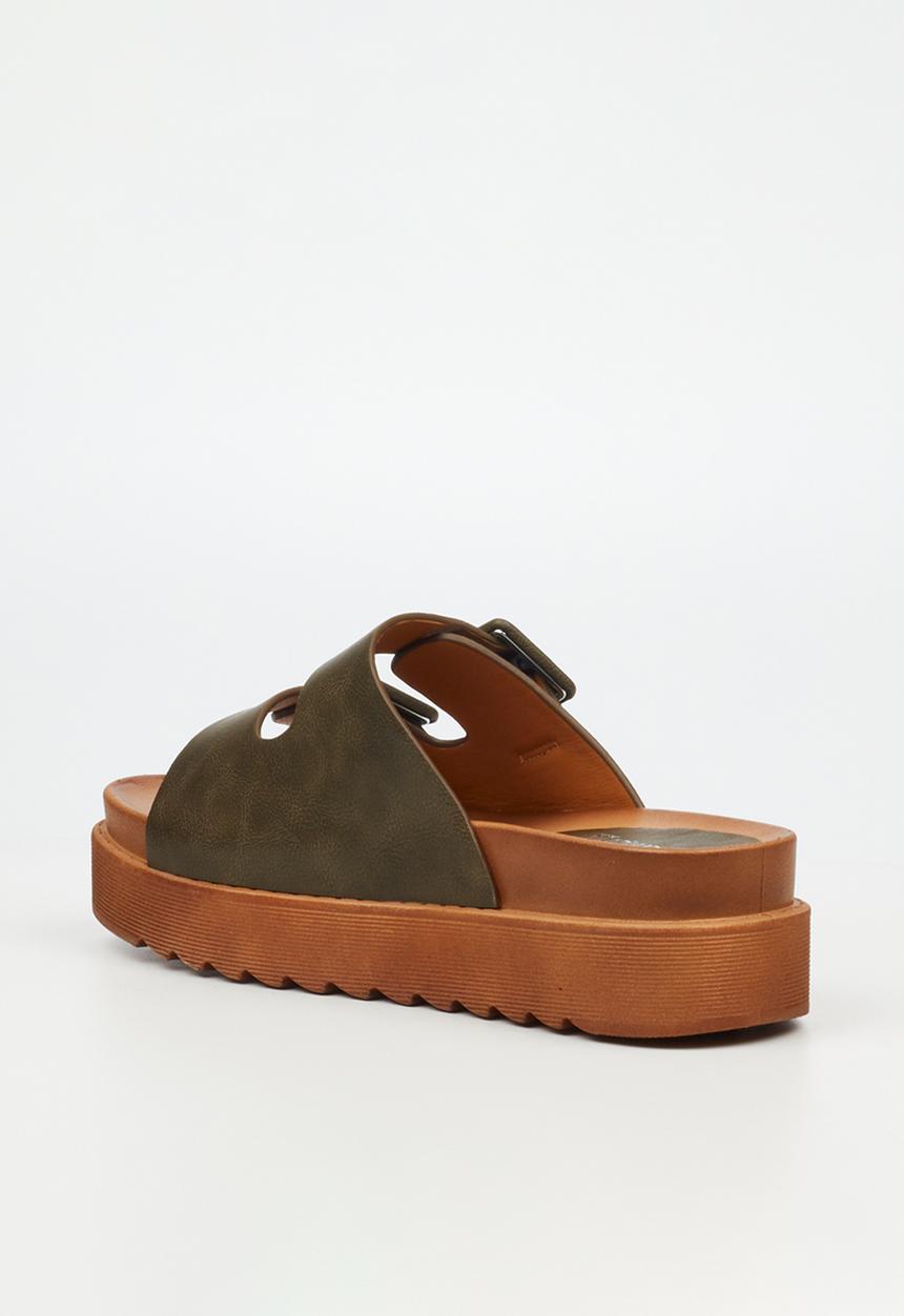 Butterfly Feet - Patos 3 two strap slide - olive