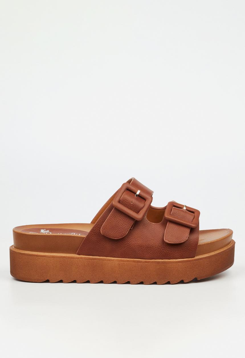 Butterfly Feet - Patos 3 two strap slide - tan