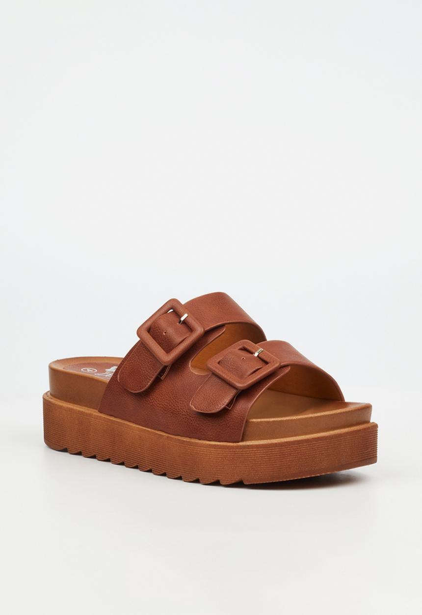 Butterfly Feet - Patos 3 two strap slide - tan