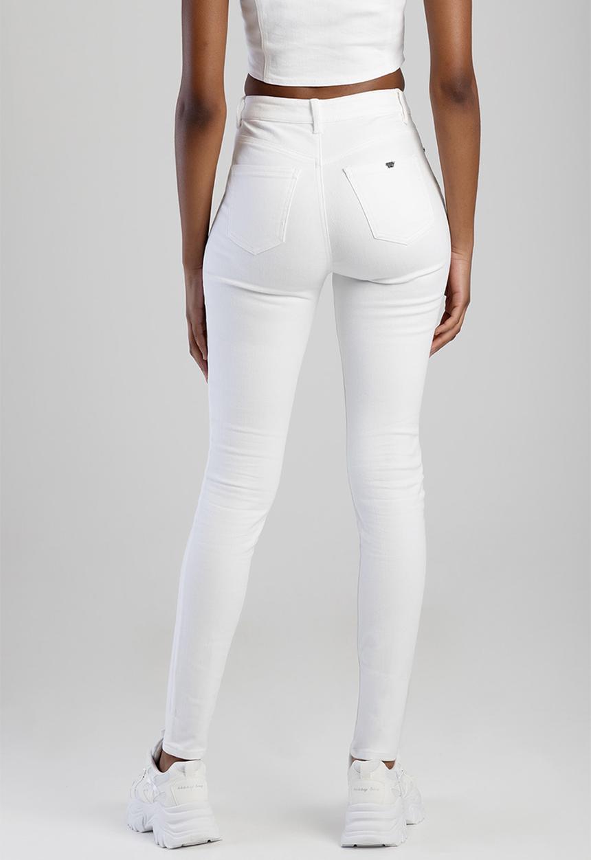 SISSY BOY - High Waist Skinny With Floral Applique  - White