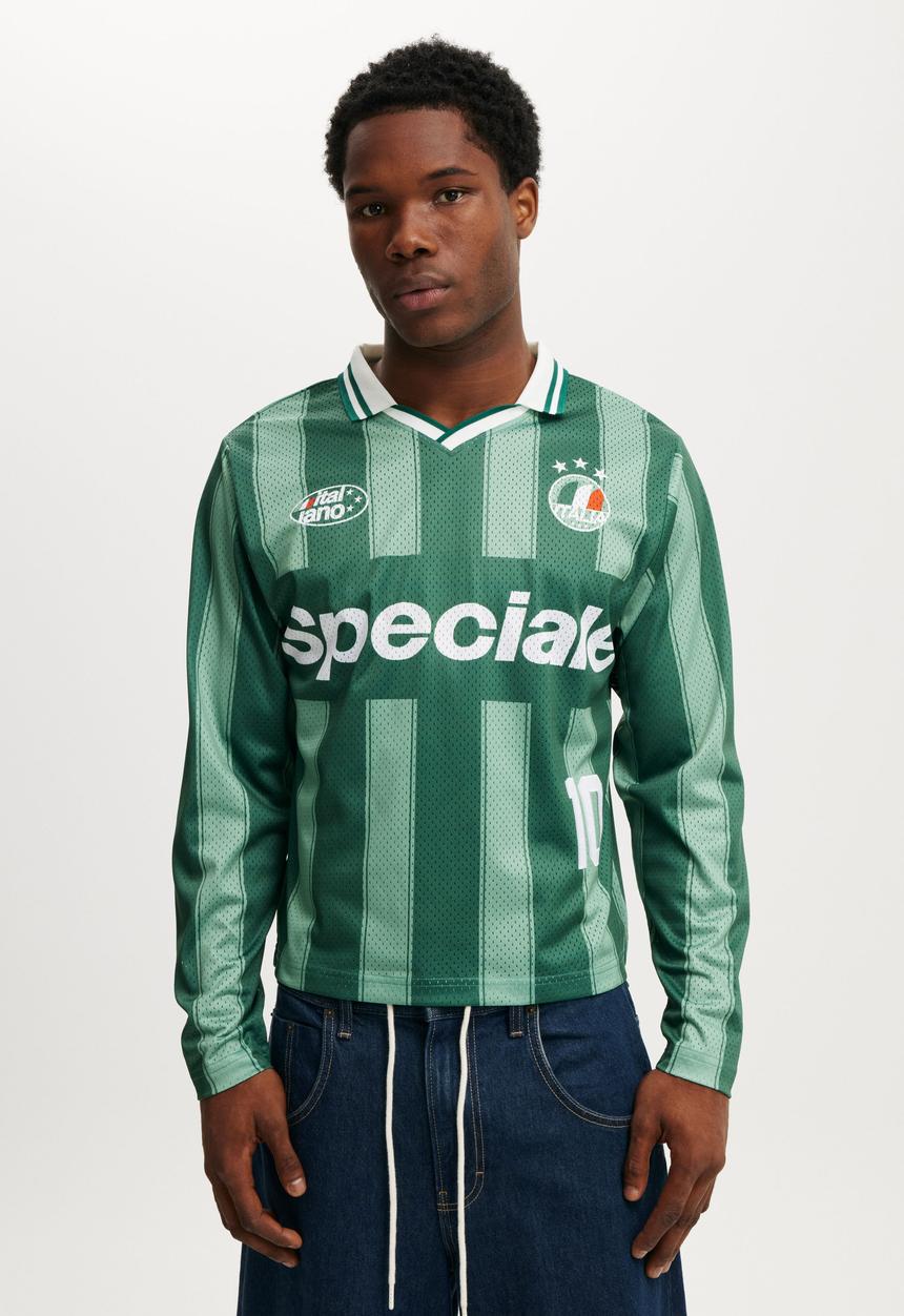 Cotton On - Long Sleeve Soccer Jersey - Evergreen/Speciale 10