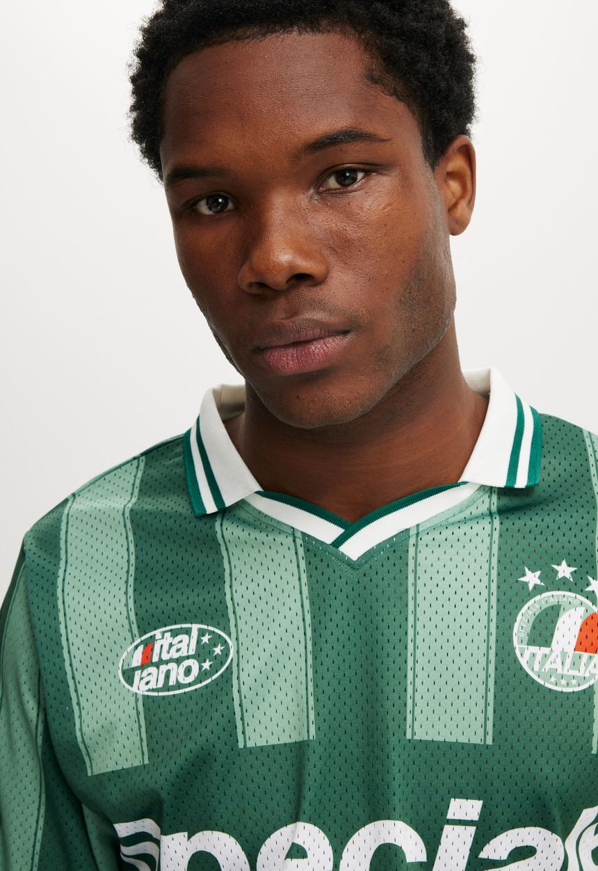 Cotton On - Long Sleeve Soccer Jersey - Evergreen/Speciale 10