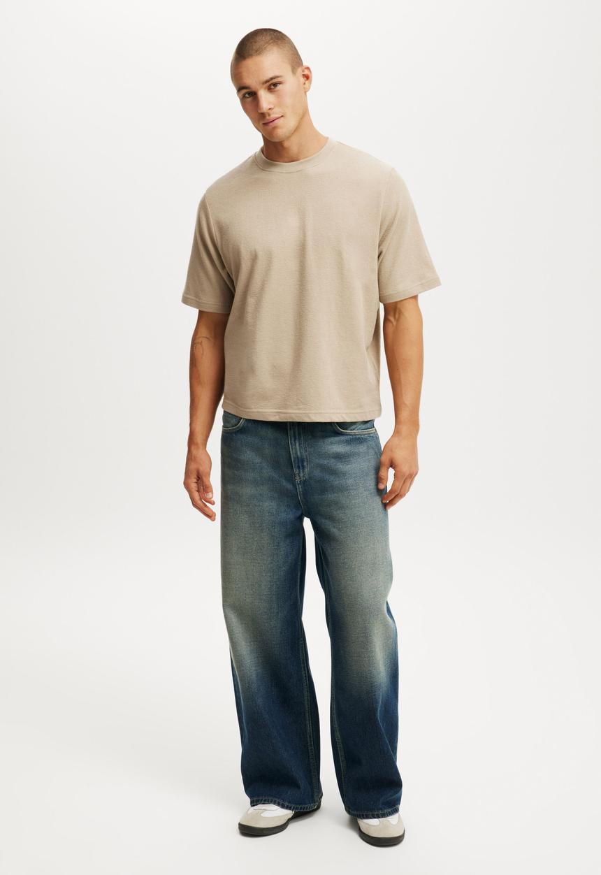 Cotton On - Cropped Fit T-shirt - Gravel Stone Terry