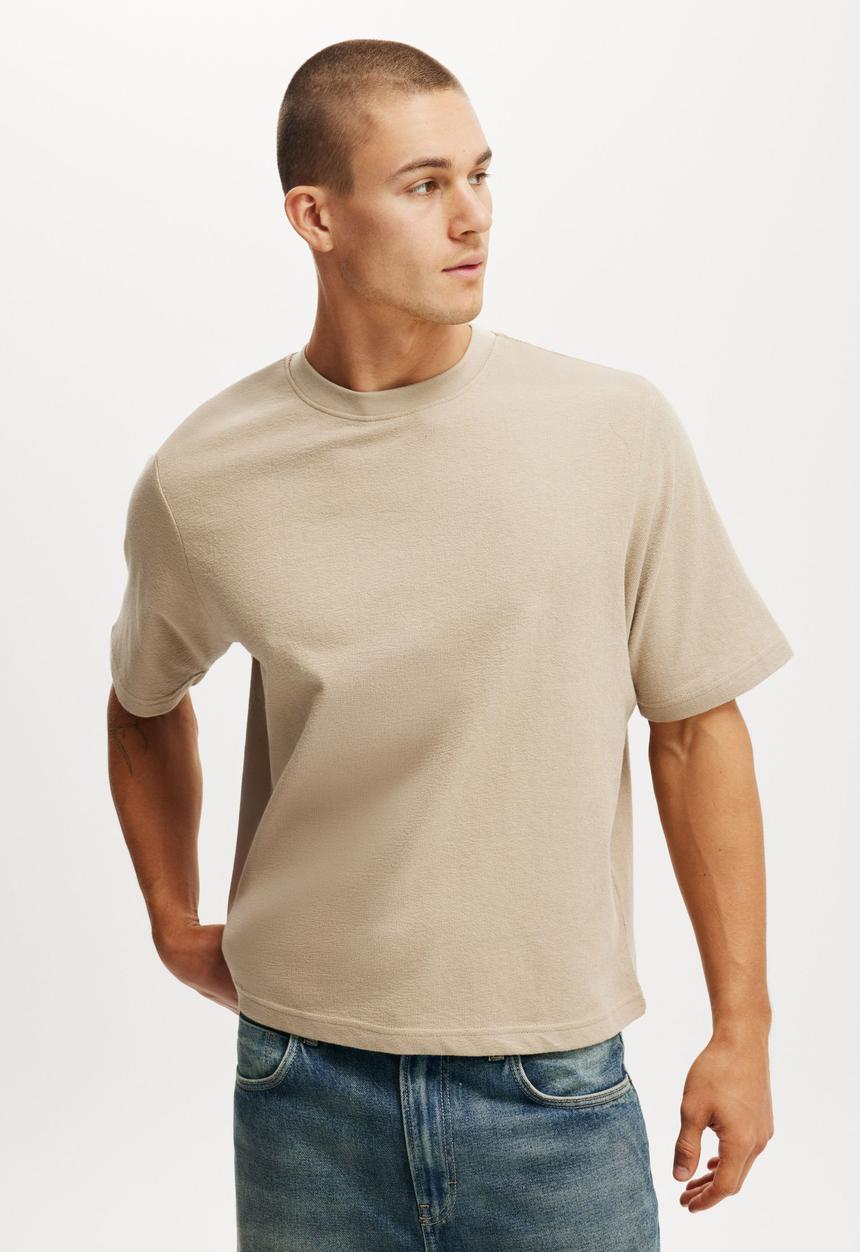 Cotton On - Cropped Fit T-shirt - Gravel Stone Terry