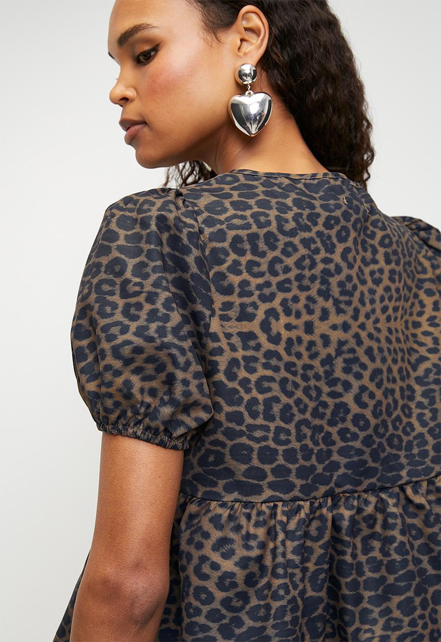 boohoo - Petite leopard tie front blouse - multi