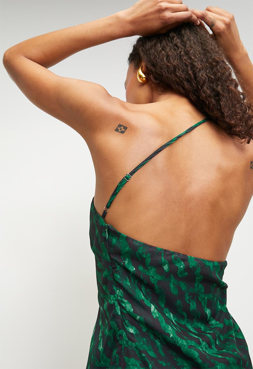 boohoo - Printed asymmetric maxi dress - green