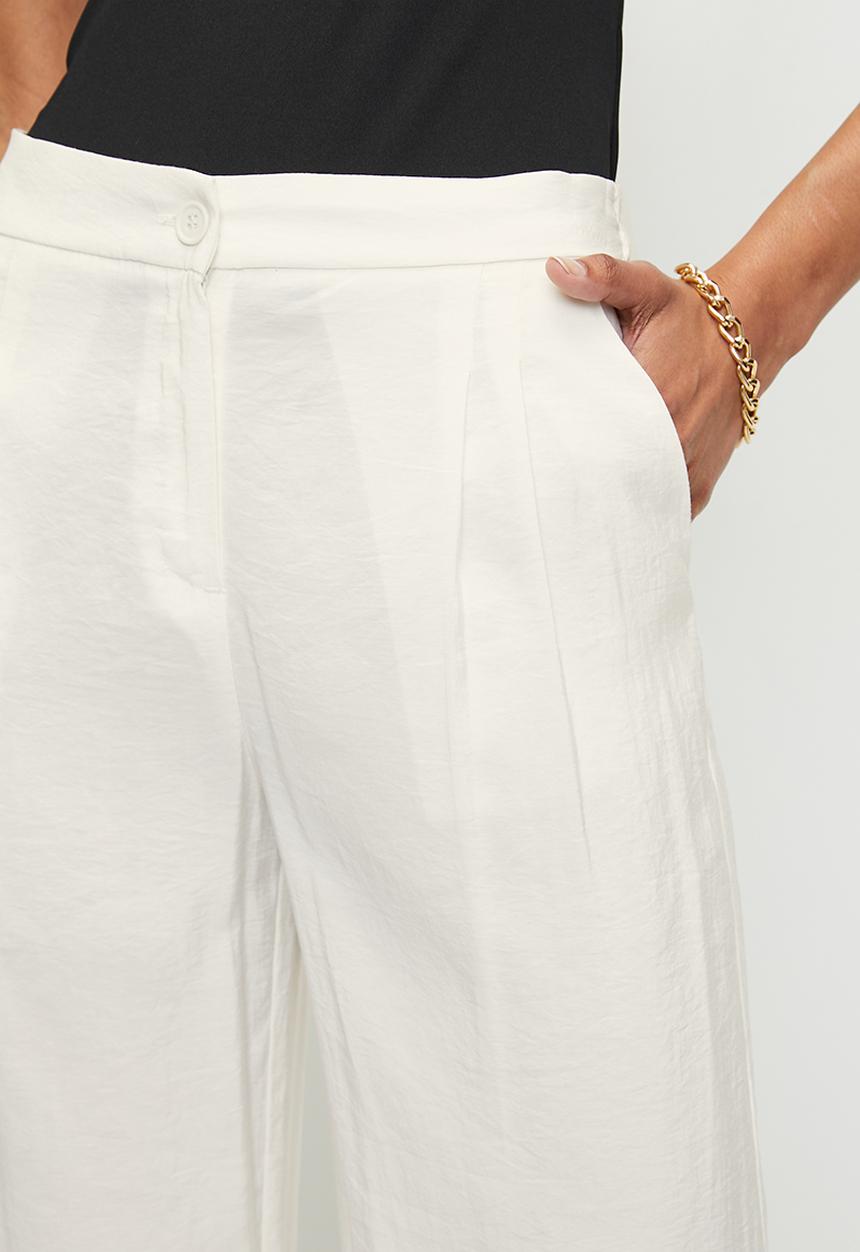 Trendyol - Modal soft touch wide leg woven trousers  - cream