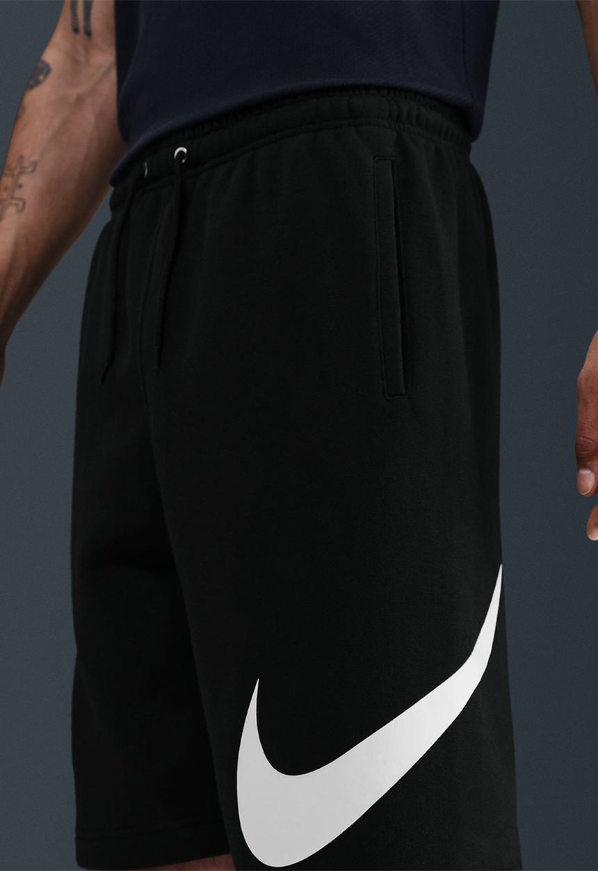 Nike - NSW  Club Graphic Fleece Shorts - Black/Black/White