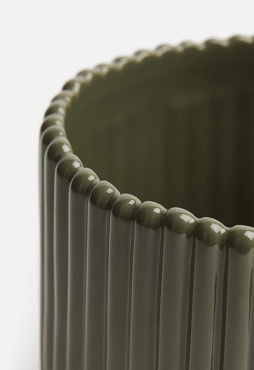 H&M - Stoneware plant pot - dark khaki green