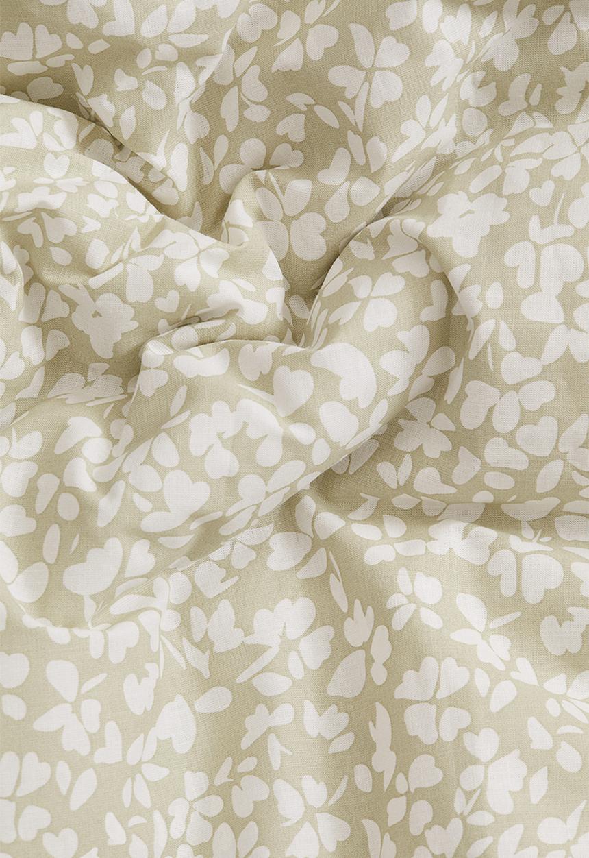 H&M - Double/king size cotton duvet cover set - light dusty green/floral