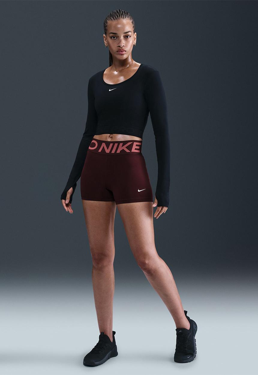 Nike - Nike Pro SCULPT high rise shorts -  burgundy crush/white