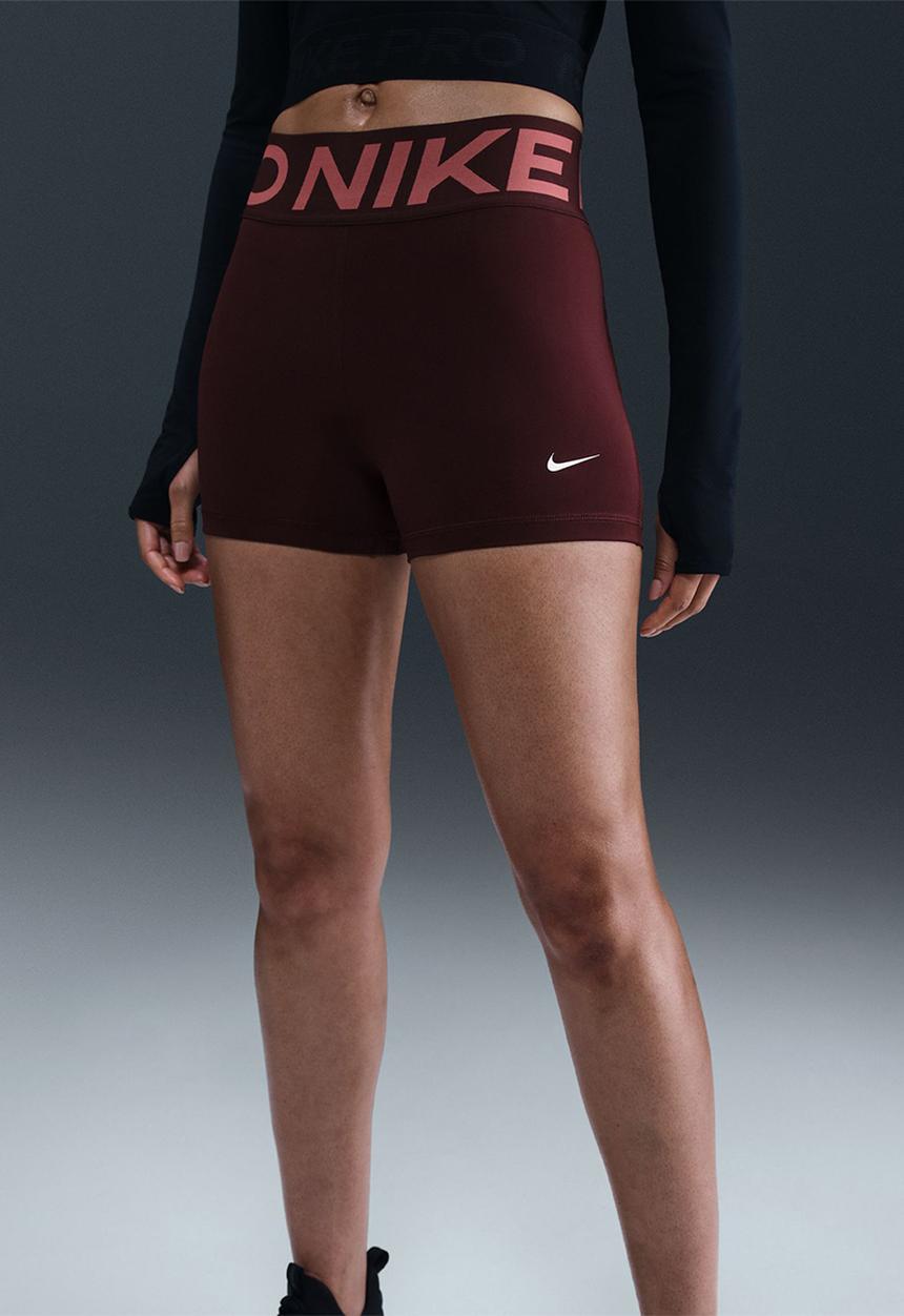 Nike - Nike Pro SCULPT high rise shorts -  burgundy crush/white