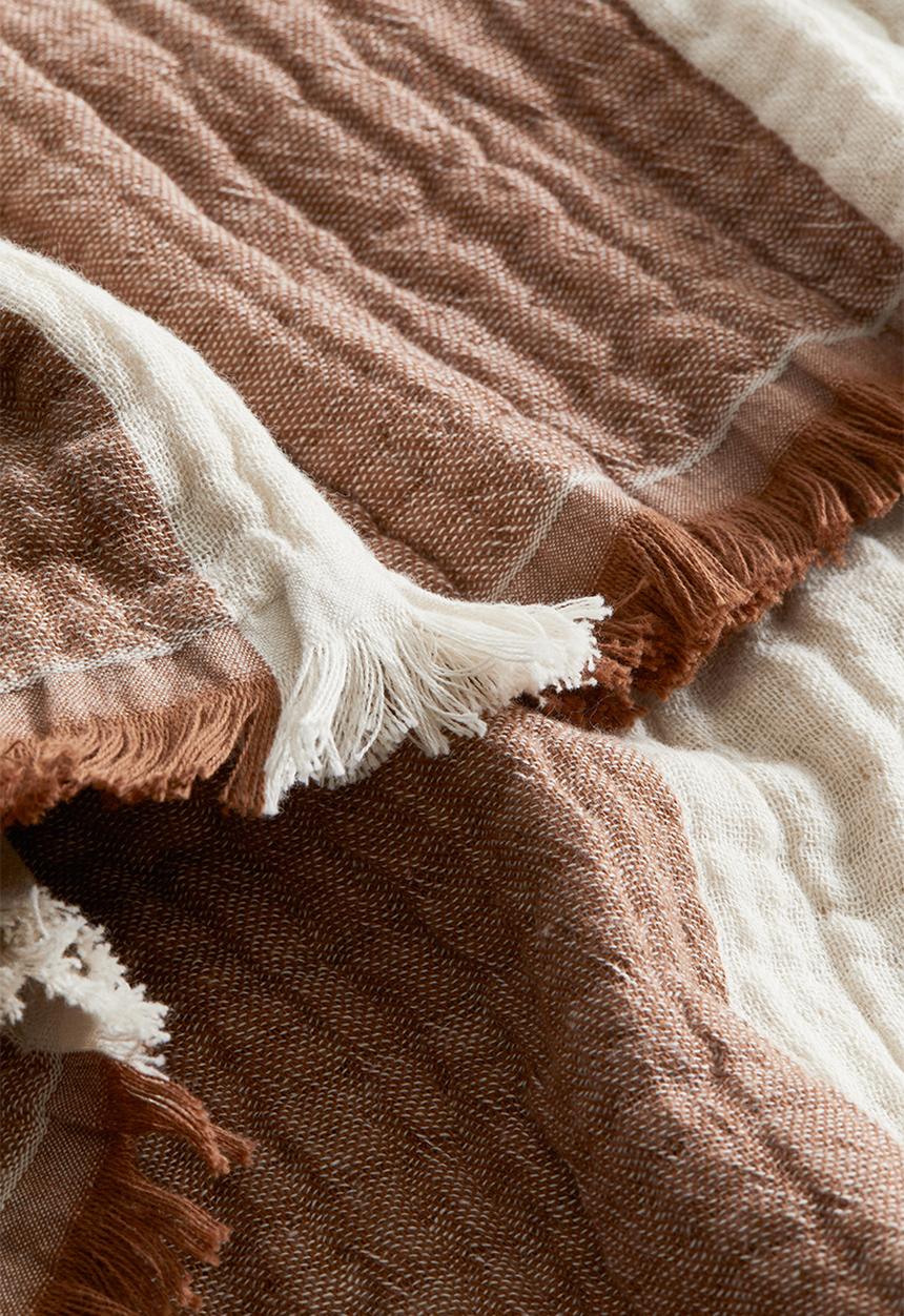 H&M - Cotton muslin blanket - brown striped