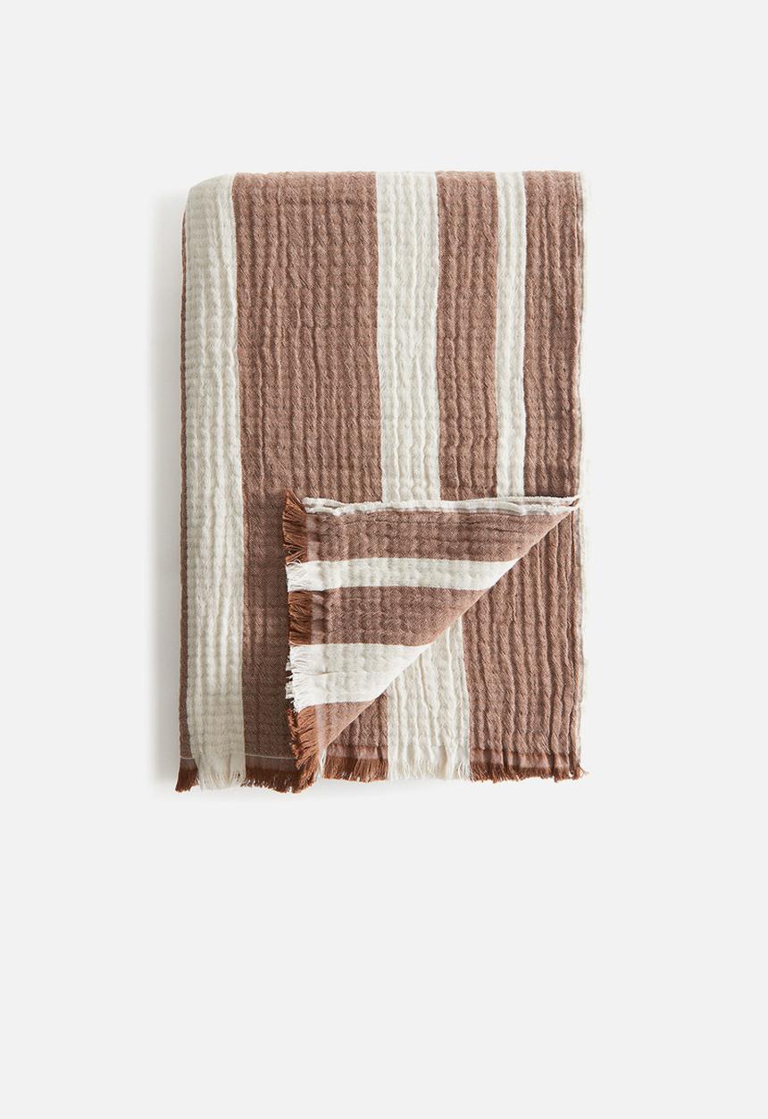 H&M - Cotton muslin blanket - brown striped