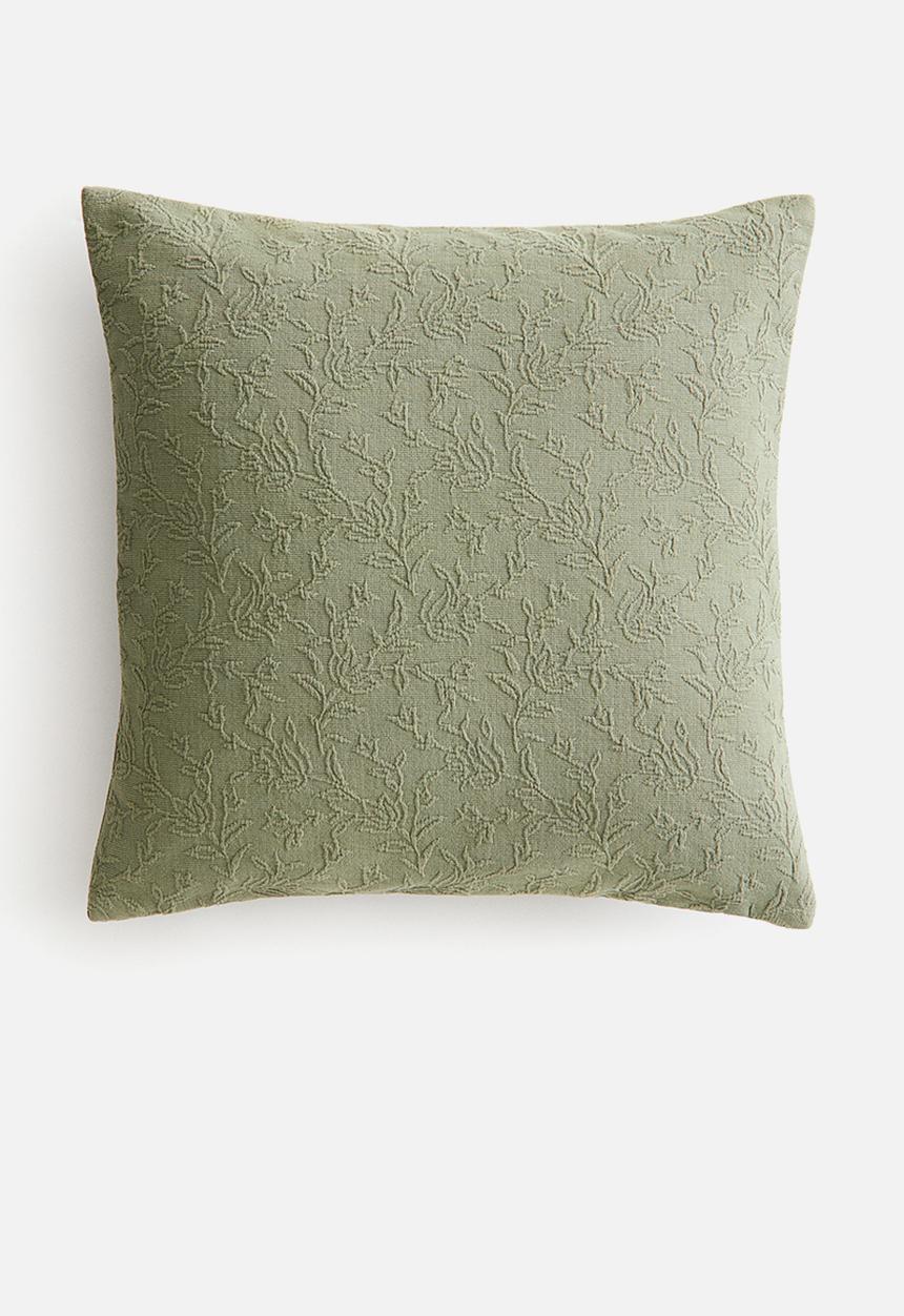 H&M - Textured-weave cushion cover - light khaki green