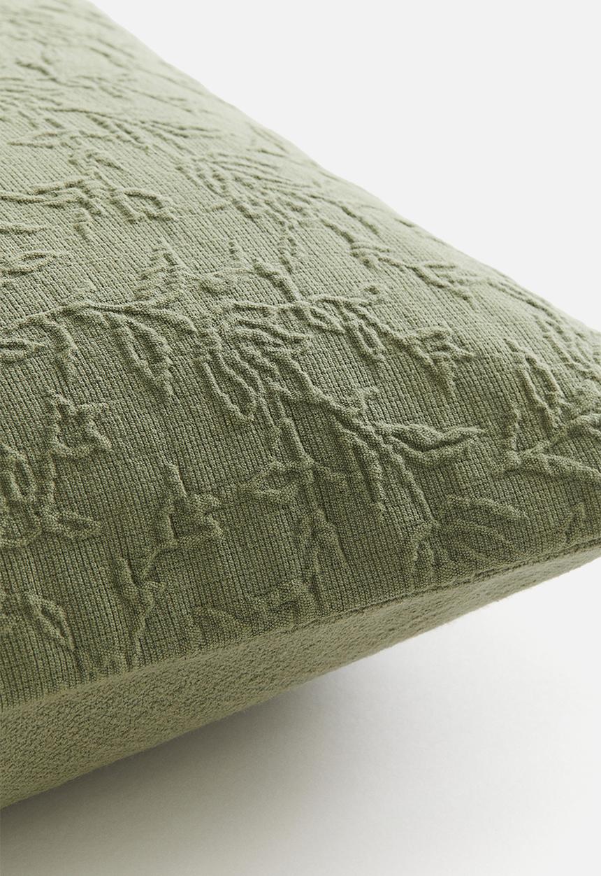 H&M - Textured-weave cushion cover - light khaki green