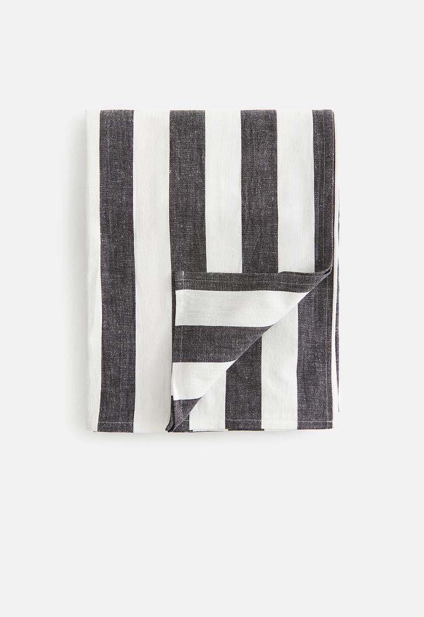 H&M - Patterned cotton tablecloth - dark grey striped