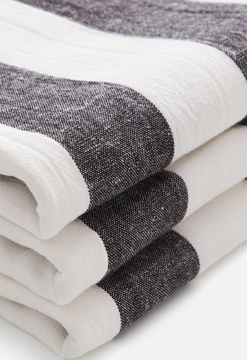 H&M - Patterned cotton tablecloth - dark grey striped