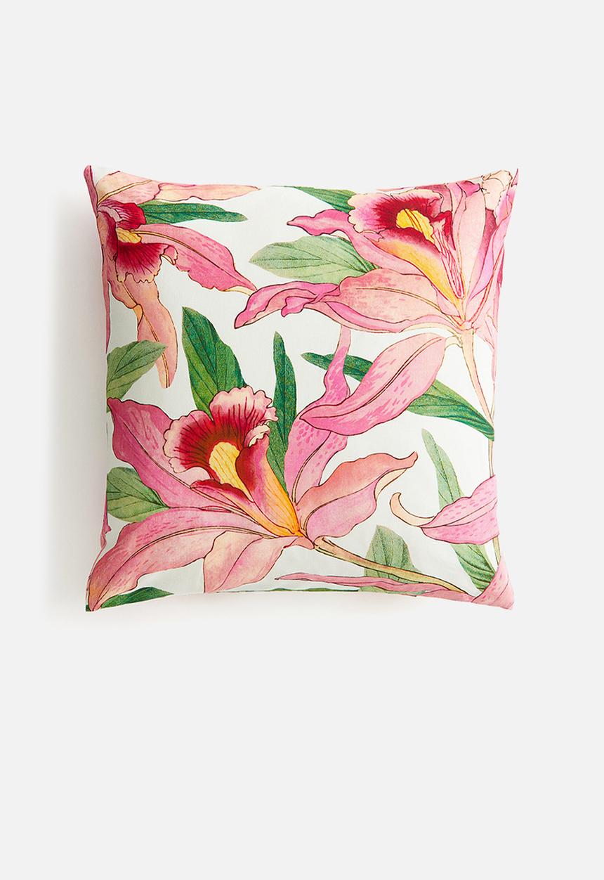 H&M - Patterned cushion cover - light beige floral