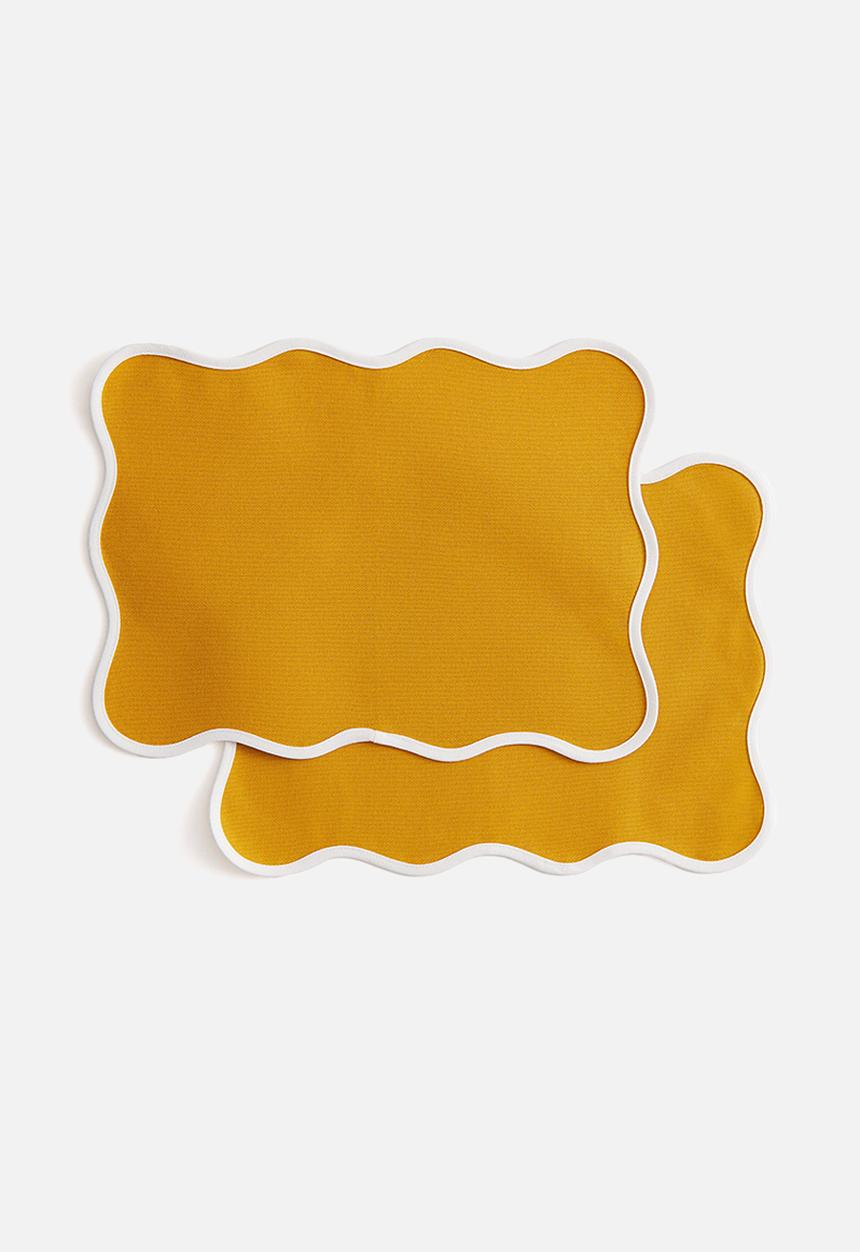 H&M - 2-Pack water-repellent place mats - mustard yellow/white