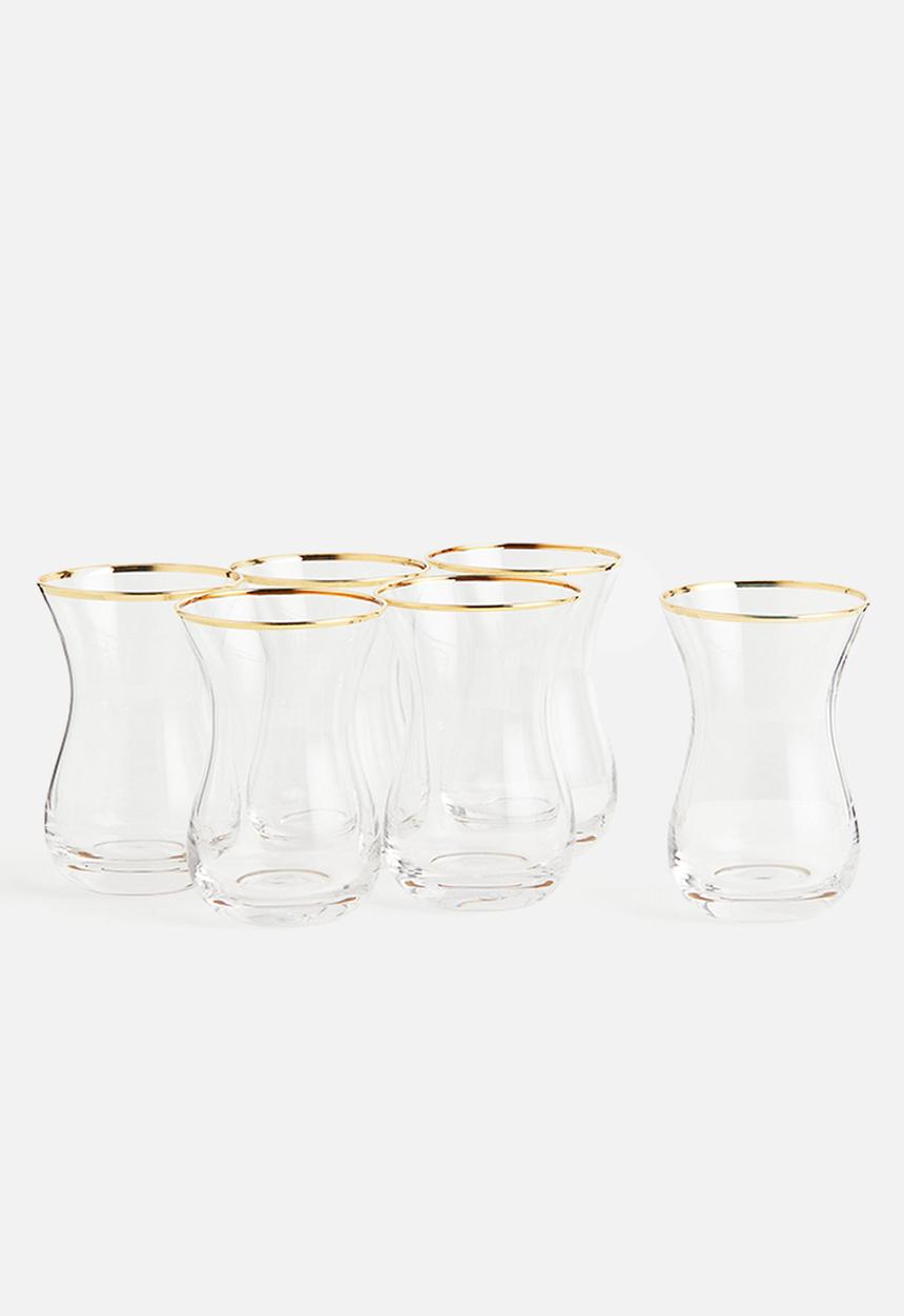 H&M - 6-Pack glasses - clear glass gold-coloured